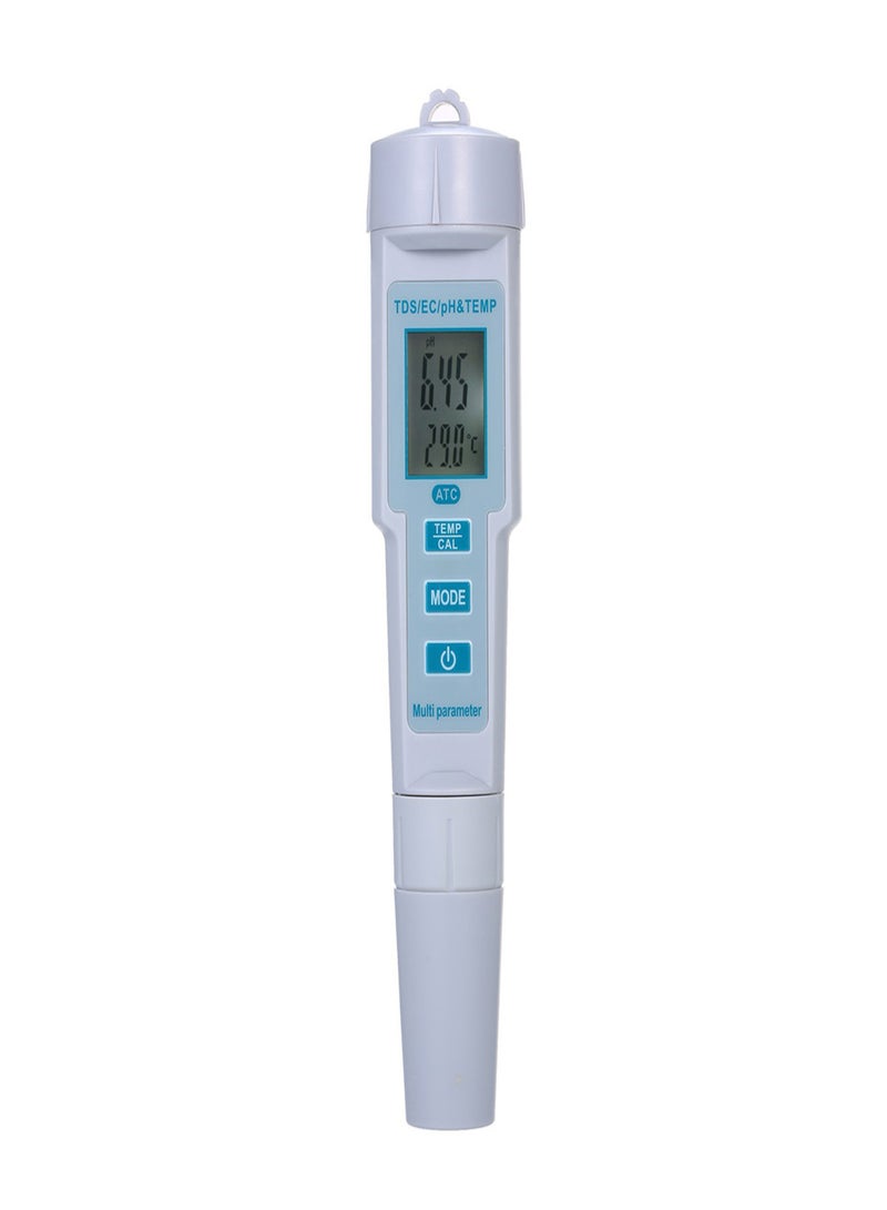 4 in 1 Water Quality Tester pH/EC/TDS/Temperature Meter IP55 Waterproof Automatic Shutdown Backlight Display Tester White PH-686  - Image 1