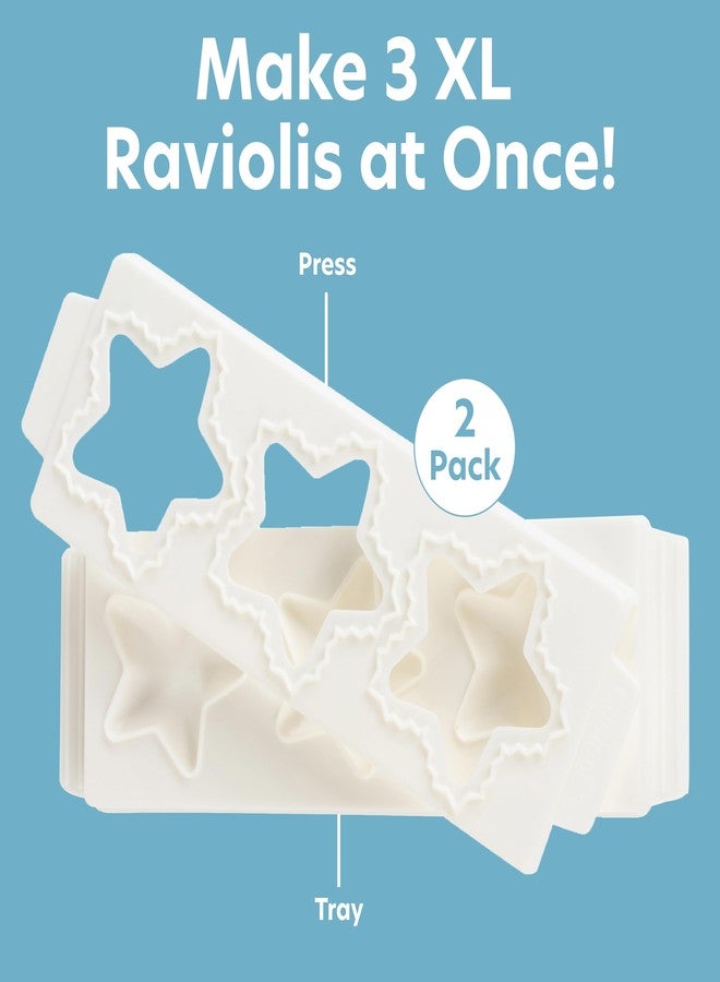 كوتشينا برو قوالب رافيولي جامبو على شكل نجمة (عبوتان) - نجوم كبيرة جدًا 2.5 بوصة - صانع معكرونة محشوة منزلية الصنع - صينية ومكبس من قطعتين يصنعان 3 حبات رافيولي في المرة الواحدة، سهلة الاستخدام والتنظيف - مثالية لحفلات العشاء الإيطالية أو أمسيات رومانسية، هدية لها - Image 2
