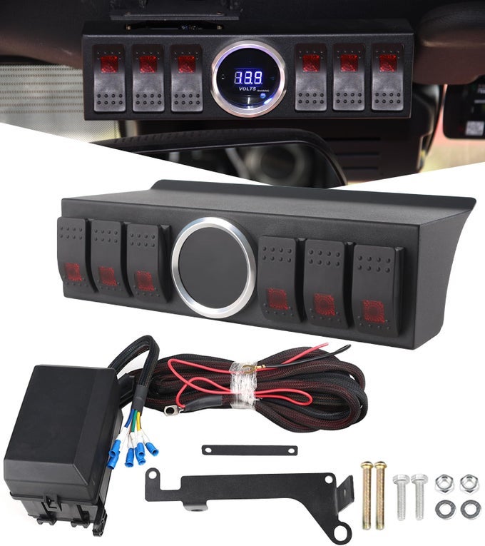 6 Gang Rocker Switch Panel Overhead with Relay Box Control System Compatible with 20072017 Jeep Wrangler JK Sahara RubiconNOT for 2018 JL Models