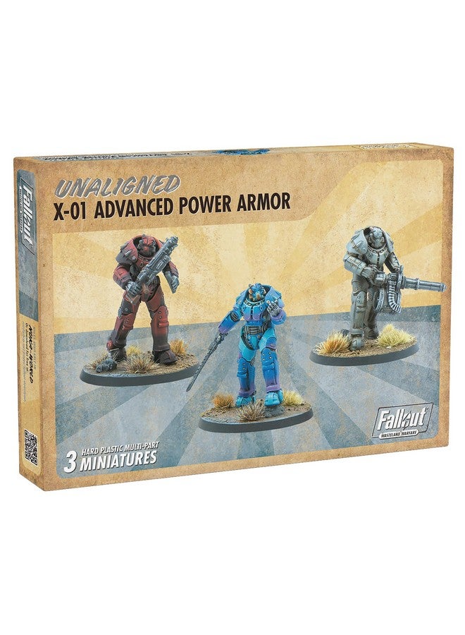 Modiphius Entertainment: Fallout: Wasteland Warfare - Unaligned: X-01 Power Armor - 3 Figures, Unpainted Miniatures, Scenic Bases, Tabletop Miniatures - Image 1