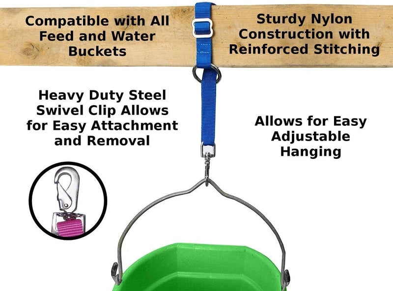 Paris Tack Derby Originals Heavy Duty Adjustable 30” Nylon Hanging Bucket Straps for Water and Feed Buckets - Available in 16 Colors and Patterns (Olive Green) - Image 3