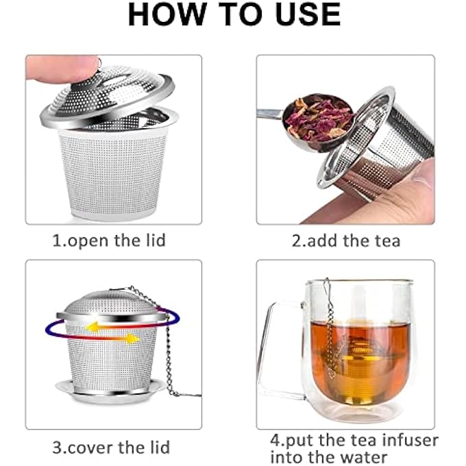 Goodern 3 Pcs Tea Infuser Filter Mesh Set Durable Stainless Steel Tea Strainer With Spoon Drip Trays Tea Ball Infuser With Chain Hook Loose Leaf Tea Infuser Set For Tea Lovers In TeapotSilver - Image 5