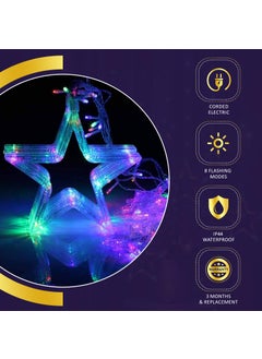 Lexton Lexton 12 Stars 138 Led Curtain String Lights Window Curtain Lights with 8 Flashing Modes Decoration for Christmas Wedding Party Home Patio Lawn Multicolor 138 LedStar Pack of 1  - Image 4
