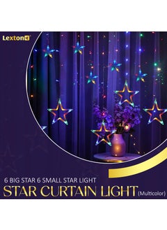 Lexton Lexton 12 Stars 138 Led Curtain String Lights Window Curtain Lights with 8 Flashing Modes Decoration for Christmas Wedding Party Home Patio Lawn Multicolor 138 LedStar Pack of 1  - Image 2