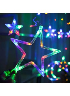 Lexton Lexton 12 Stars 138 Led Curtain String Lights Window Curtain Lights with 8 Flashing Modes Decoration for Christmas Wedding Party Home Patio Lawn Multicolor 138 LedStar Pack of 1  - Image 3