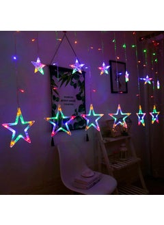 Lexton Lexton 12 Stars 138 Led Curtain String Lights Window Curtain Lights with 8 Flashing Modes Decoration for Christmas Wedding Party Home Patio Lawn Multicolor 138 LedStar Pack of 1  - Image 5