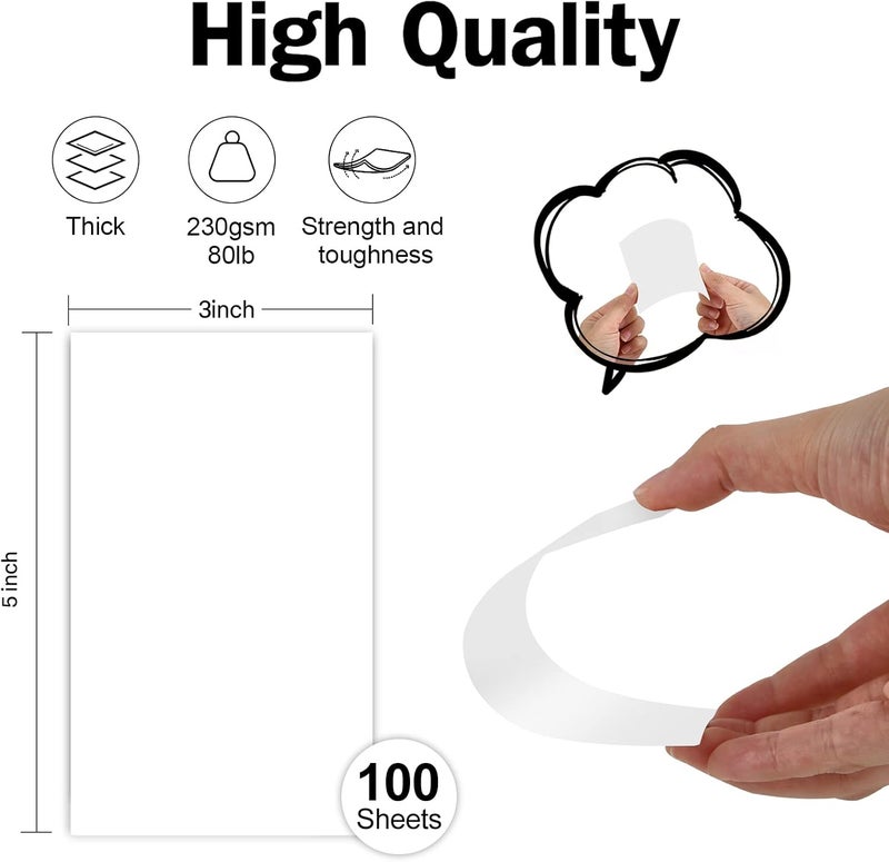 Goefun 100 Pack White Blank Index Cards 3x5 Unlined Note Cards, 80lb Heavy Duty Card Stock Thick Paper for Postcards, Photo Paper, Syllable Boards - Image 2