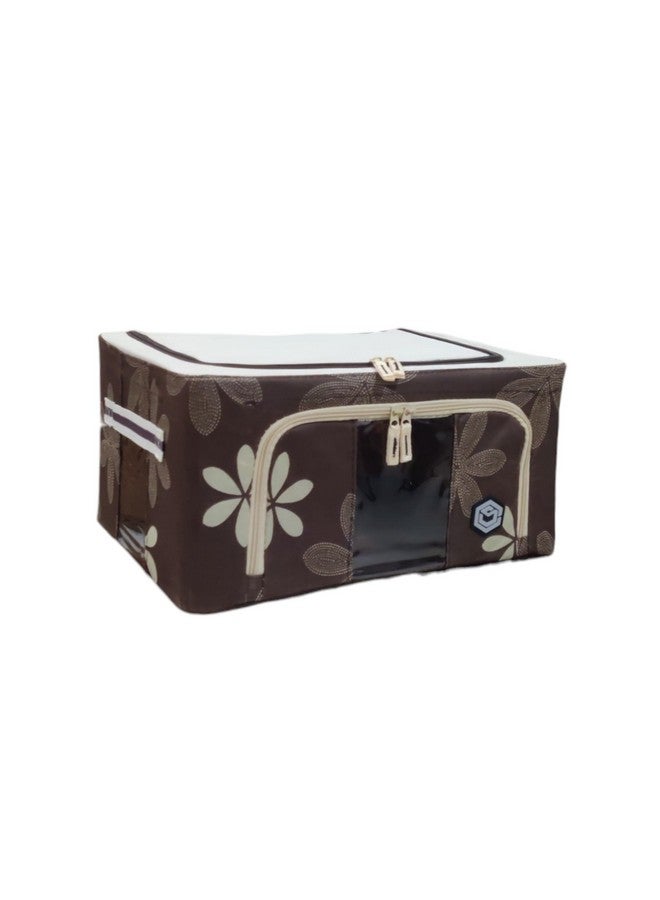 StarCart StarCart Alloy Steel (Pack Of 1 Cloth Storage Box | Wardrobe Clothing Organizer For Clothes | For Baby, Men, Women Clothes - 44 Litre, Brown Flower Design - Image 1