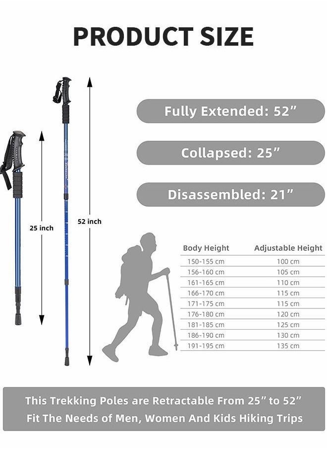 Generic - Trekking Poles Telescopic Walking Sticks Hiking Poles,Ultralight for with 4 Wear-resistant Foot Pads,Outdoor Sports Equipment - Image 1