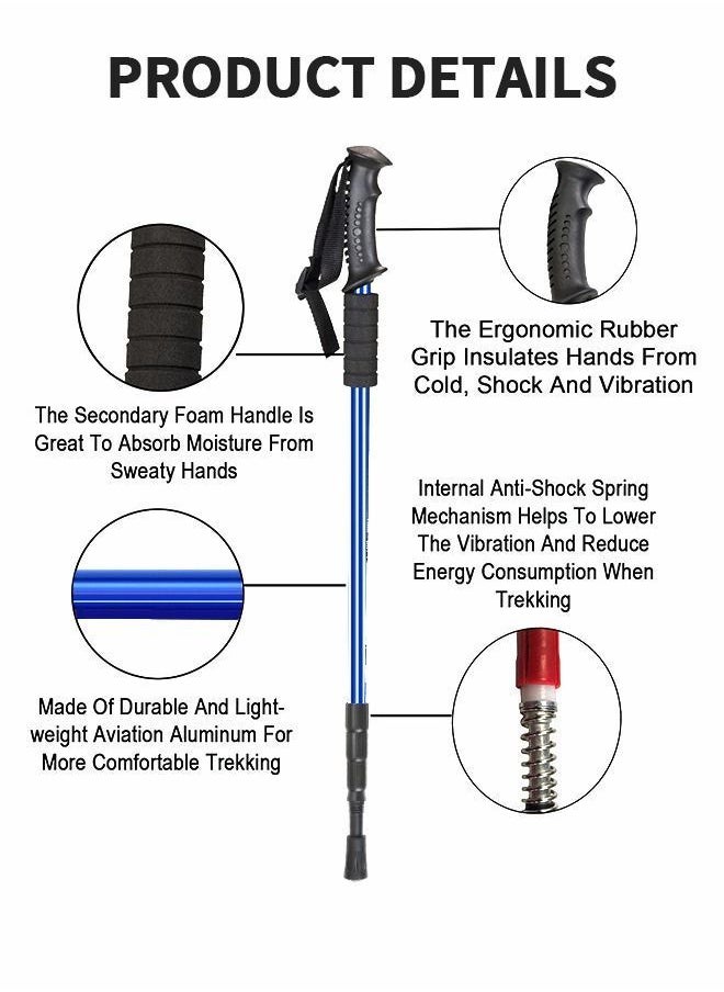 Generic - Trekking Poles Telescopic Walking Sticks Hiking Poles,Ultralight for with 4 Wear-resistant Foot Pads,Outdoor Sports Equipment - Image 1