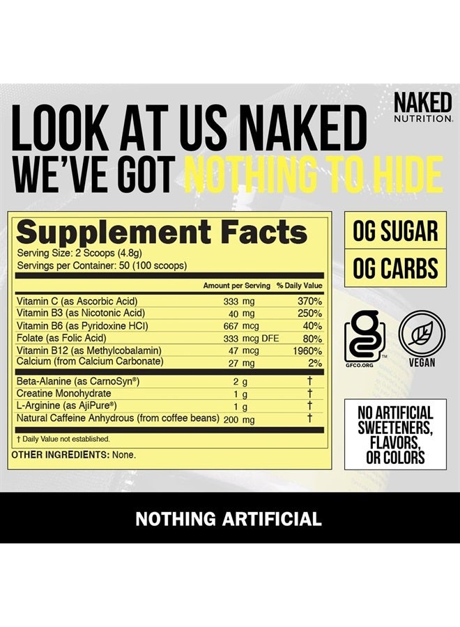 Nakd طاقة نيكيد - مسحوق قبل التمرين النقي للرجال والنساء، نباتي، بدون نكهة، صحي قبل التمرين - بدون محليات أو ألوان أو نكهات مضافة - 50 حصة - Image 4