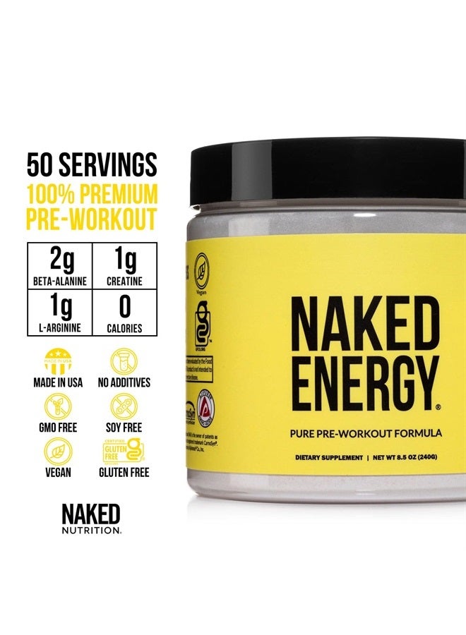 Nakd طاقة نيكيد - مسحوق قبل التمرين النقي للرجال والنساء، نباتي، بدون نكهة، صحي قبل التمرين - بدون محليات أو ألوان أو نكهات مضافة - 50 حصة - Image 2