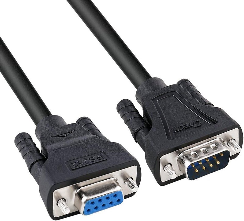 D-tech COM Port Serial Cable 2M Male to Female RS232 Extension 9 Pin Straight Through Cord -Black - Image 1