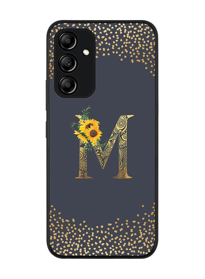 Stylizedd Rugged Black edge case for Samsung Galaxy A54 5G Slim fit Soft Case Flexible Rubber Edges Anti Drop TPU Gel Thin Cover - Custom Monogram Initial Letter Floral Pattern Alphabet - M (Grey) - Image 1