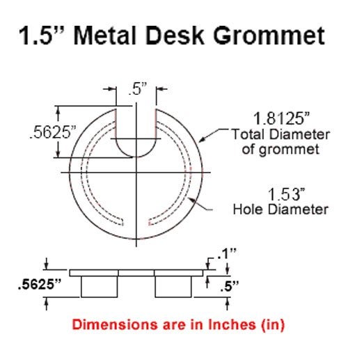 Electriduct 1.57" Metal Desk Grommet 40mm Cable Hole Cover Wire Cord Organizer | Brushed Brass (3 Pack) - Image 2