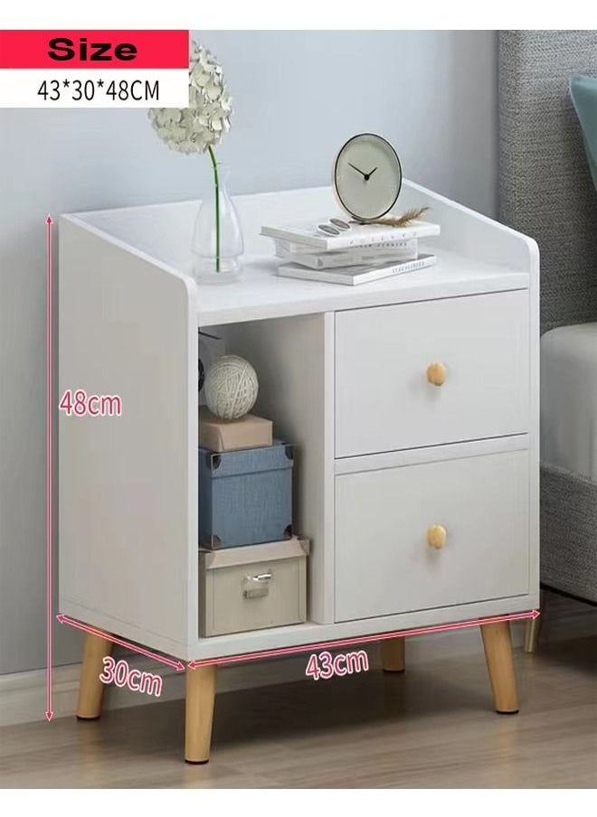 fashionhome - طاولة تخزين بجانب السرير ذات درجين بتصميم عصري 43 × 30 × 48 سم - Image 1