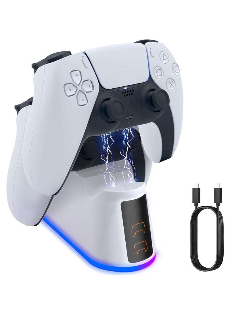 Yakiter Charger Station for Sony PS5 Controller with Adjustable RGB Light, Fast Charging Dock for Playstation 5 Controller, LED Indicator, Click-in Design, Safe Intelligent Protection for PS5 Controller  - Image 1