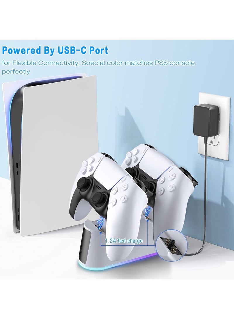 Yakiter Charger Station for Sony PS5 Controller with Adjustable RGB Light, Fast Charging Dock for Playstation 5 Controller, LED Indicator, Click-in Design, Safe Intelligent Protection for PS5 Controller  - Image 2