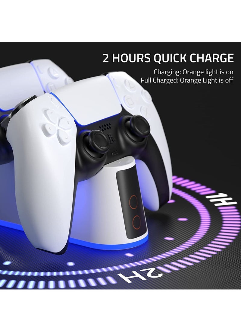 ياكيتر - محطة شاحن لوحدة تحكم Sony PS5 مع ضوء RGB قابل للتعديل ، قاعدة شحن سريعة لوحدة تحكم Playstation 5 ، مؤشر LED ، تصميم النقر فوق ، حماية ذكية آمنة لوحدة تحكم PS5 - Image 1