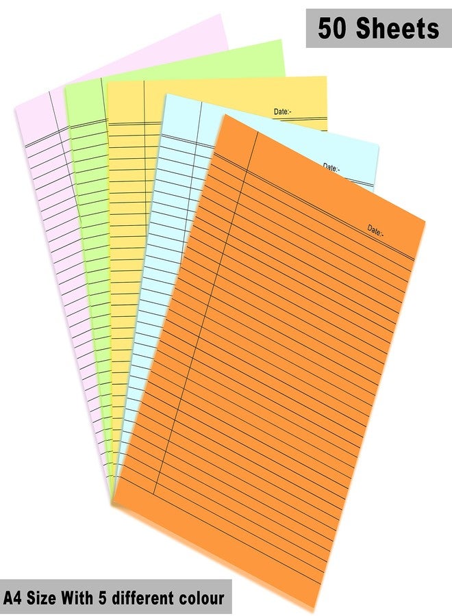 Lakeer A4 Size Ruled Paper-Single Side Ruled | 5 Colours-Pack of 50 Sheets | for Project/Assignment/Practical/Homework - Image 2