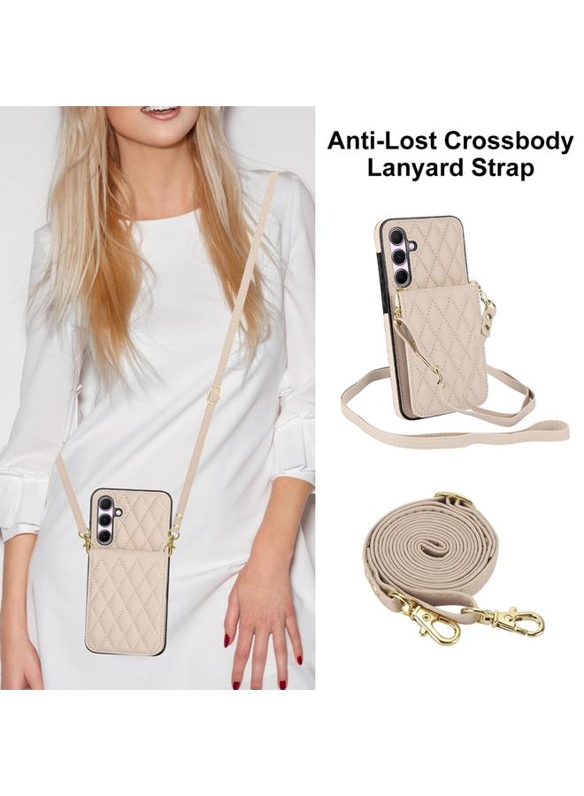 S-TOP Case For Samsung Galaxy A55 5G YM015 Crossbody Rhombic Card Bag RFID Phone Case - Image 2