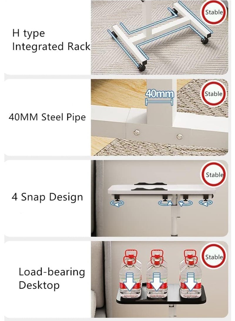 TAPIT Movable Side Table, Lifting and Rotating Laptop Desk, Mobile Bedside Table with Roller, Adjustable Computer Stand, Sofa Side Table for Home and Office (Wood Color) - Image 4