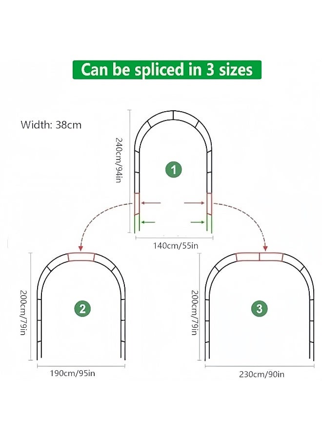 قوس حديقة معدني - دعامة تعريشة للنباتات المتسلقة، قوس ودعامة نباتات لتزيين حفلات الزفاف والمناسبات في الحدائق الخارجية، قوس زينة للحديقة خفيف الوزن للحفلات والزفاف، ذهبي - Image 4