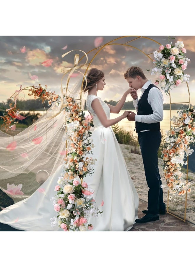 قوس حديقة معدني - دعامة تعريشة للنباتات المتسلقة، قوس ودعامة نباتات لتزيين حفلات الزفاف والمناسبات في الحدائق الخارجية، قوس زينة للحديقة خفيف الوزن للحفلات والزفاف، ذهبي - Image 2