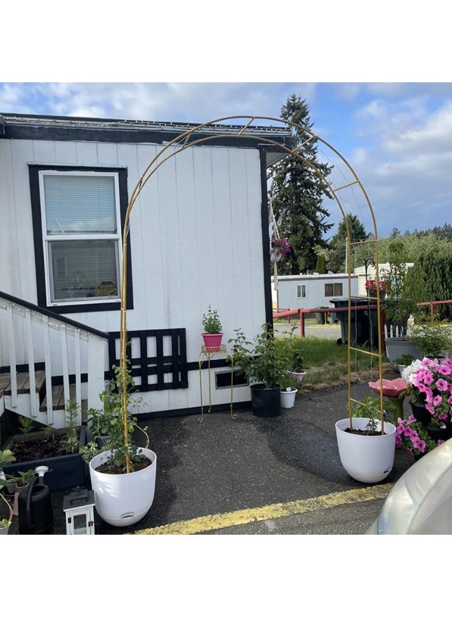 قوس حديقة معدني - دعامة تعريشة للنباتات المتسلقة، قوس ودعامة نباتات لتزيين حفلات الزفاف والمناسبات في الحدائق الخارجية، قوس زينة للحديقة خفيف الوزن للحفلات والزفاف، ذهبي - Image 5