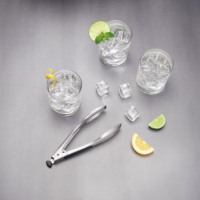 OXO SteeL Ice Bucket and Tongs Set - Brushed Stainless Steel with Clear Lid - Image 2