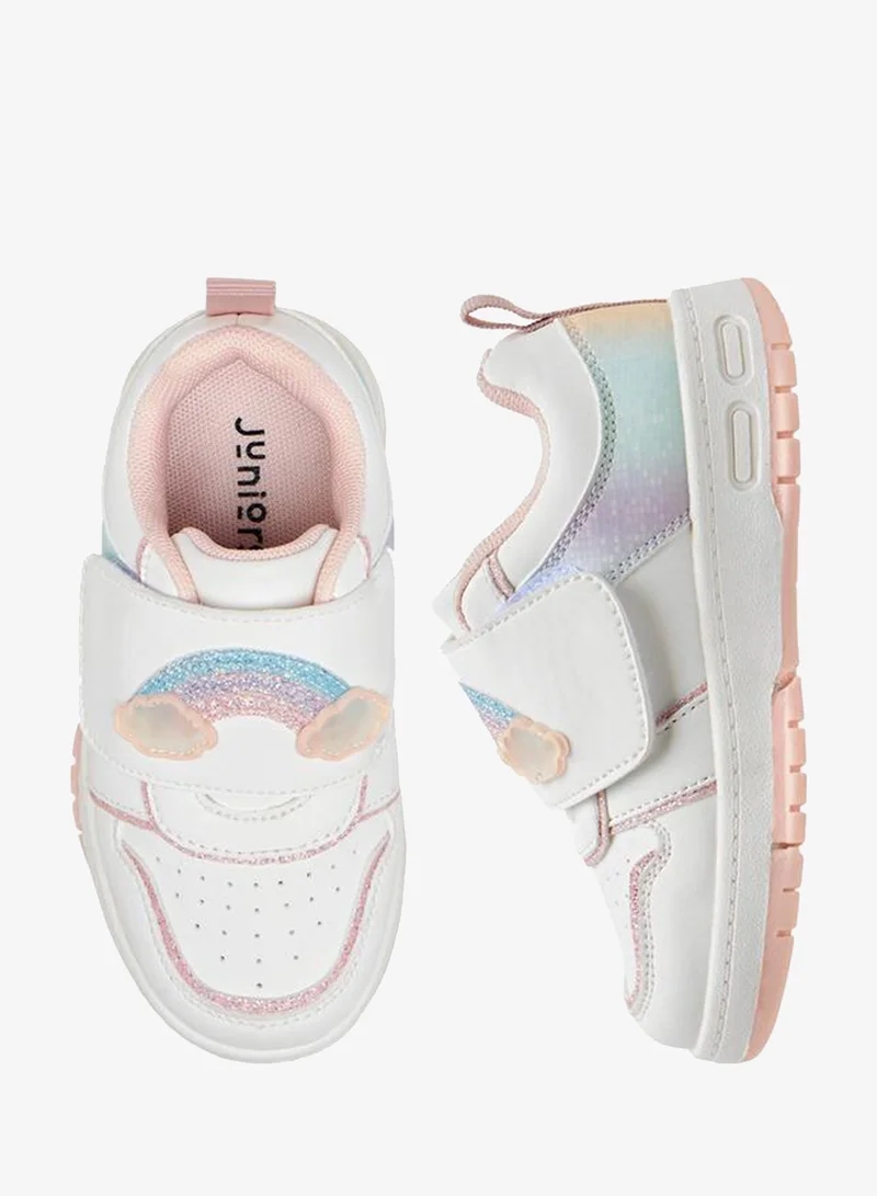 JUNIORS Girls Rainbow Embellished Hook & Loop Sneakers