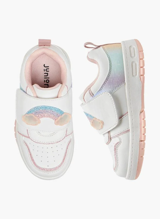 JUNIORS Girls Rainbow Embellished Hook & Loop Sneakers