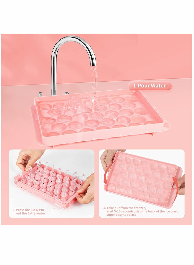 KASTWAVE Ice Cube Trays For Freezer 2 Set Ice Ball Maker Mold Mini circle Round Ice Cube Mold with Lid Making 66 pcs for Tea Coffee Trays - Image 2