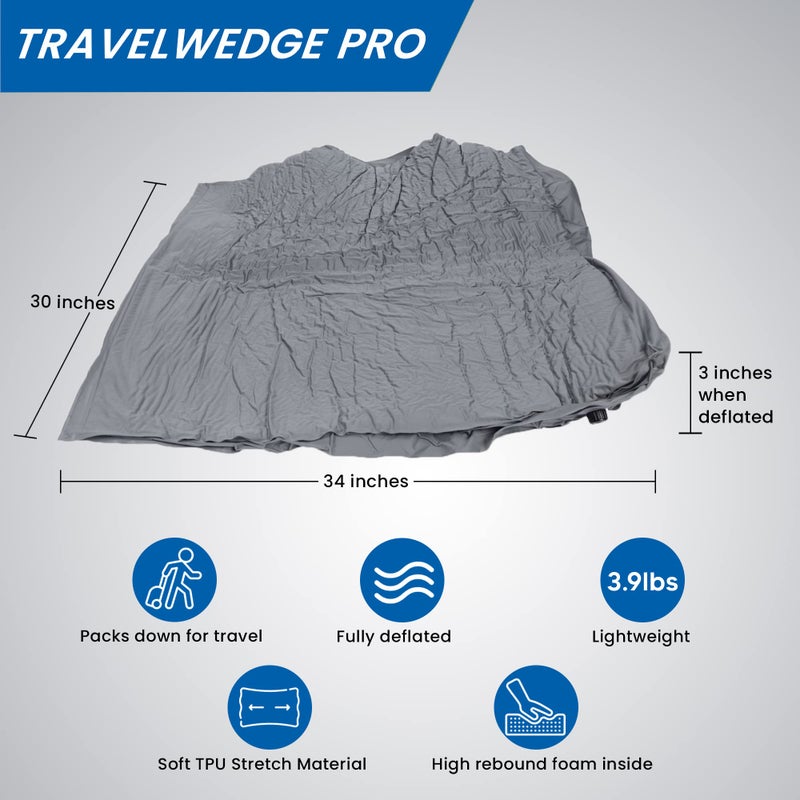 Travelwedge Self-Inflating Bed Wedge Pillow | Lightweight for Travel | Wedge Pillow for Sleeping and Acid Reflux, Heartburn, and GERD Pillow (30 Inch - Checked Bag Version) - Image 5
