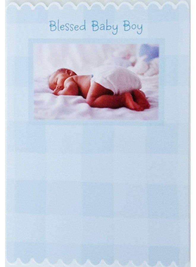 Greeting Card Blessed Baby Boy - Birth of New Baby Black African American Congratulations Religious May This Gift From Above Be Your Family's Delight - Image 1