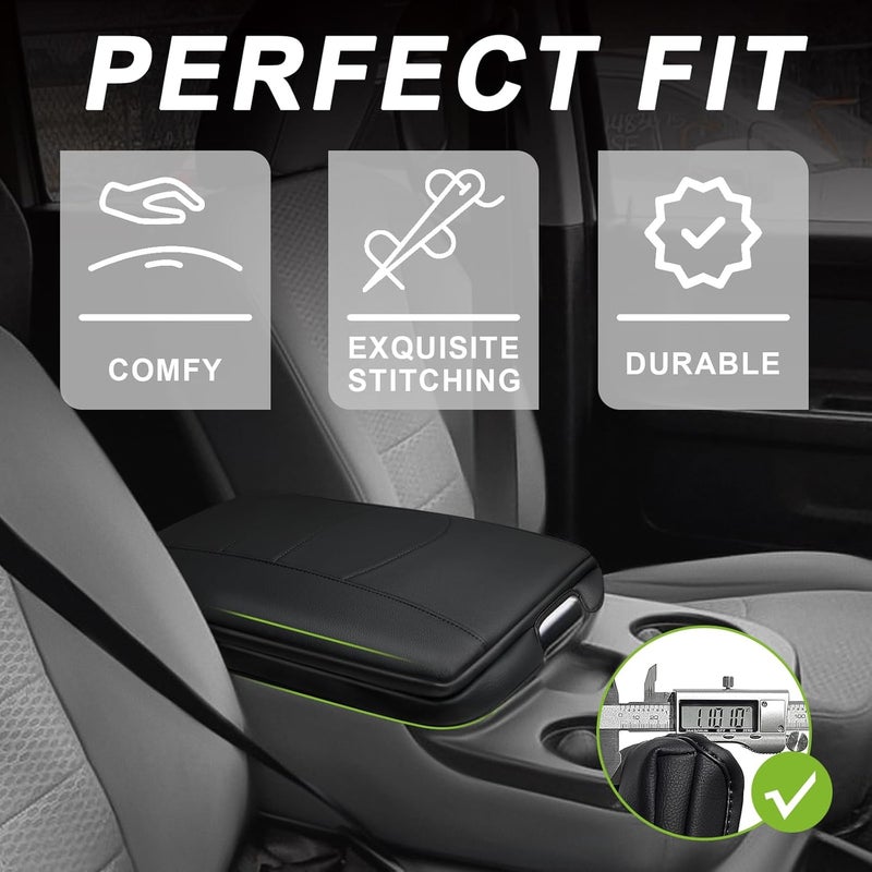 Muslogy Center Console Armrest Cover Fit for Dodge Ram1500 2013-2018 & Ram2500/3500 2013-2026 Accessories, Comfort Armrest Pad Console Lid Cushion Vegan Leather 1-Inch Extra Thick(Jump Seat ONLY) - Image 5