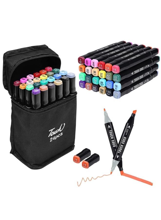Touch 24pcs Alcohol Color Markers Pens For Drawing Sketching || Highlighter Pen Art Supplies (24 pcs marker)