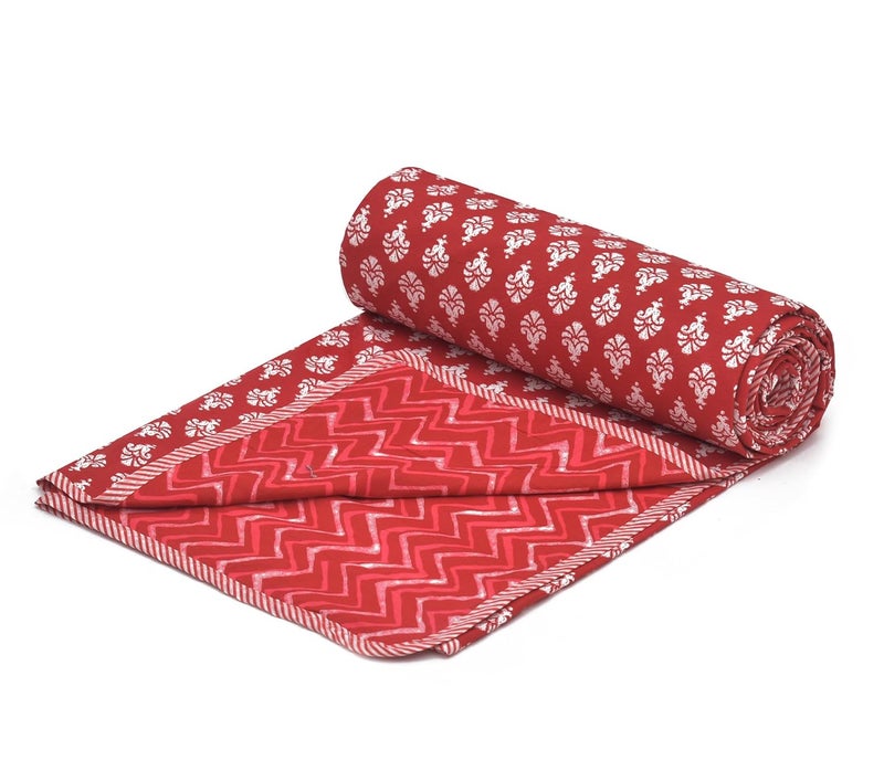 UmI. Umi Super Soft Cotton Reversible Single Dohar 55X87InchesLahariya Fabric EdgingPiping DoharFlannel Dohar Throws for Single BedSoft Lightweight AC Summer Blanket - Image 2