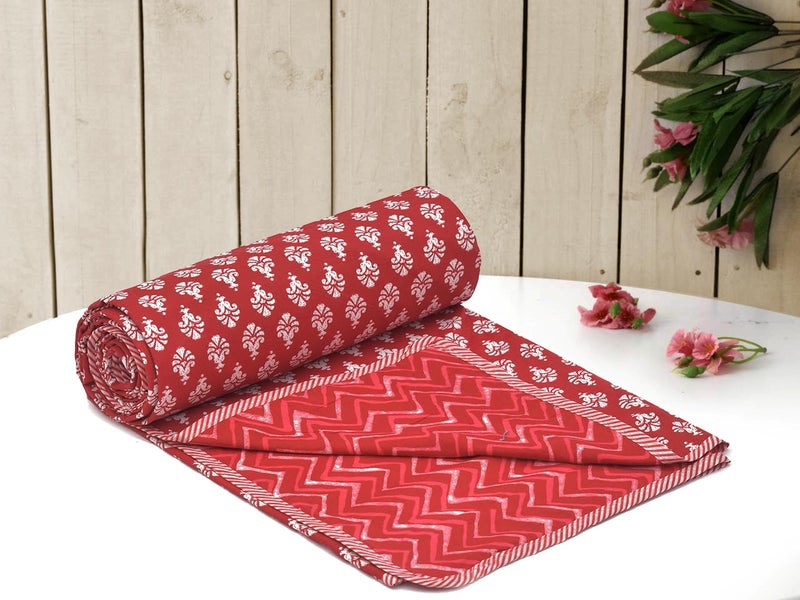 UmI. Umi Super Soft Cotton Reversible Single Dohar 55X87InchesLahariya Fabric EdgingPiping DoharFlannel Dohar Throws for Single BedSoft Lightweight AC Summer Blanket - Image 1