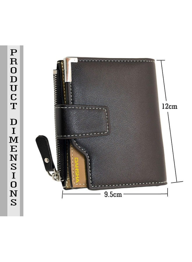 DAHSHA 13 Pocket Large Pu Leather Credit Debit Zipper Card Holder Wallet Coin Purse for Men & Women - (12 x 9.5 X 3 cm, Dark Brown) - Image 2