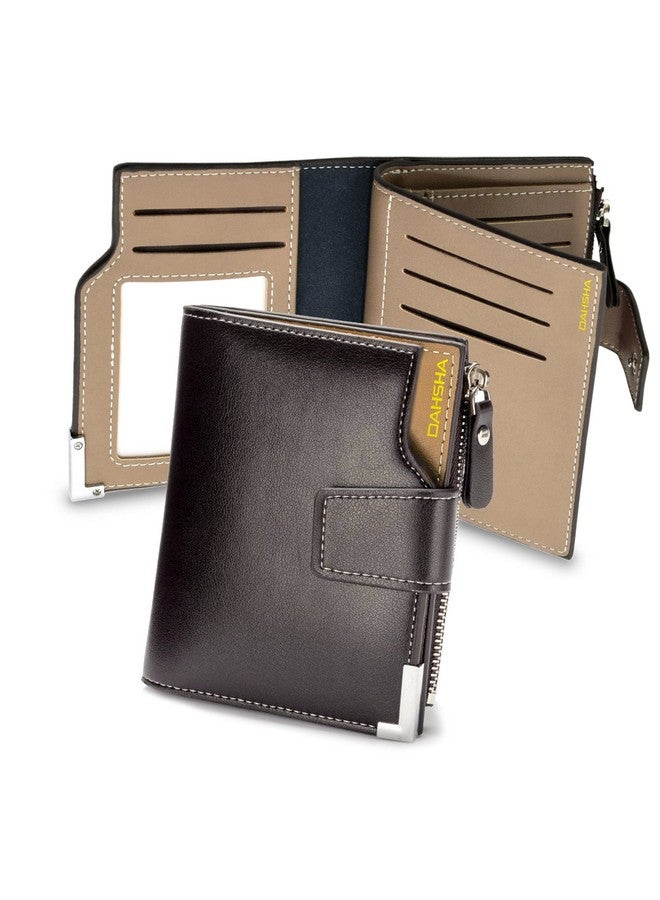 DAHSHA 13 Pocket Large Pu Leather Credit Debit Zipper Card Holder Wallet Coin Purse for Men & Women - (12 x 9.5 X 3 cm, Dark Brown) - Image 1