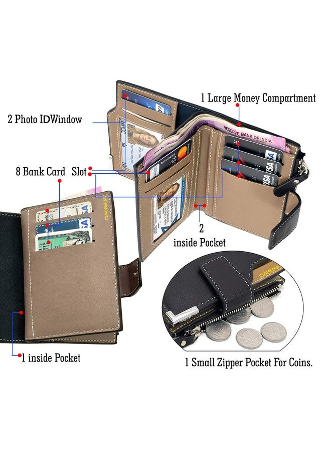 DAHSHA 13 Pocket Large Pu Leather Credit Debit Zipper Card Holder Wallet Coin Purse for Men & Women - (12 x 9.5 X 3 cm, Dark Brown) - Image 3