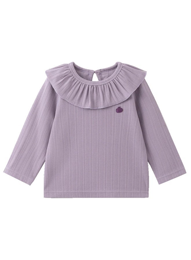 Papapapa Qq Cotton Autumn Winter Baby T-shirt Long Sleeve Thermal Top Purple 80cm - Image 1