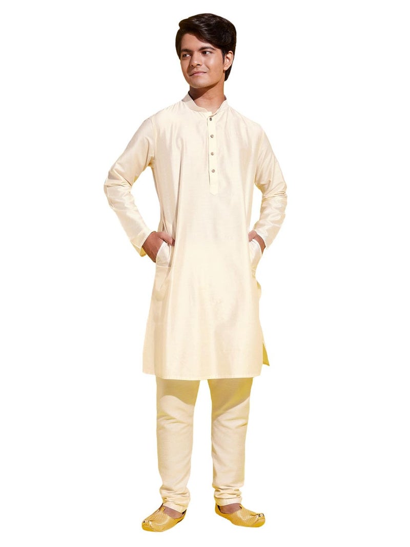 VASTRAMAY JBN Creation Boys' Cream Kurta Pyjama Set_VYUVBK091CRnBVPCR_36 - Image 1