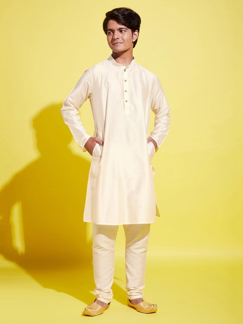 VASTRAMAY JBN Creation Boys' Cream Kurta Pyjama Set_VYUVBK091CRnBVPCR_36 - Image 2