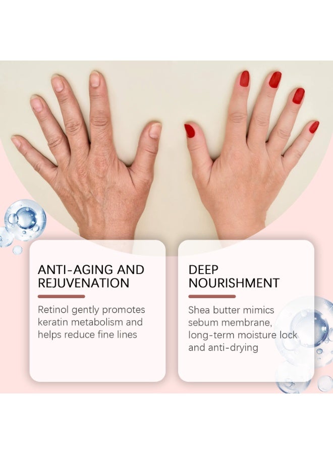 OUHOE Retinol Anti-Aging Hand Cream, Mineral Hand Moisturizer with Retinol, Shea Butter and Collagen, for Younger Looking Hands, Soft Smooth Skin, Nails & Cuticles 50G - Image 3