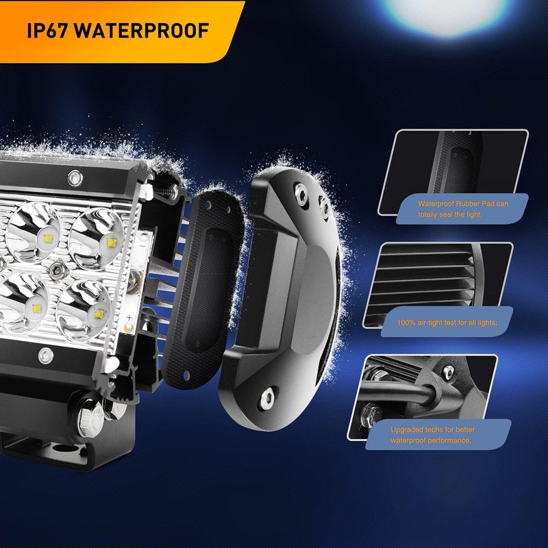 GOOACC 2PCS 18W LED Pods Spot Light Bar with Wiring Harness for Off-Road Vehicles - Image 3