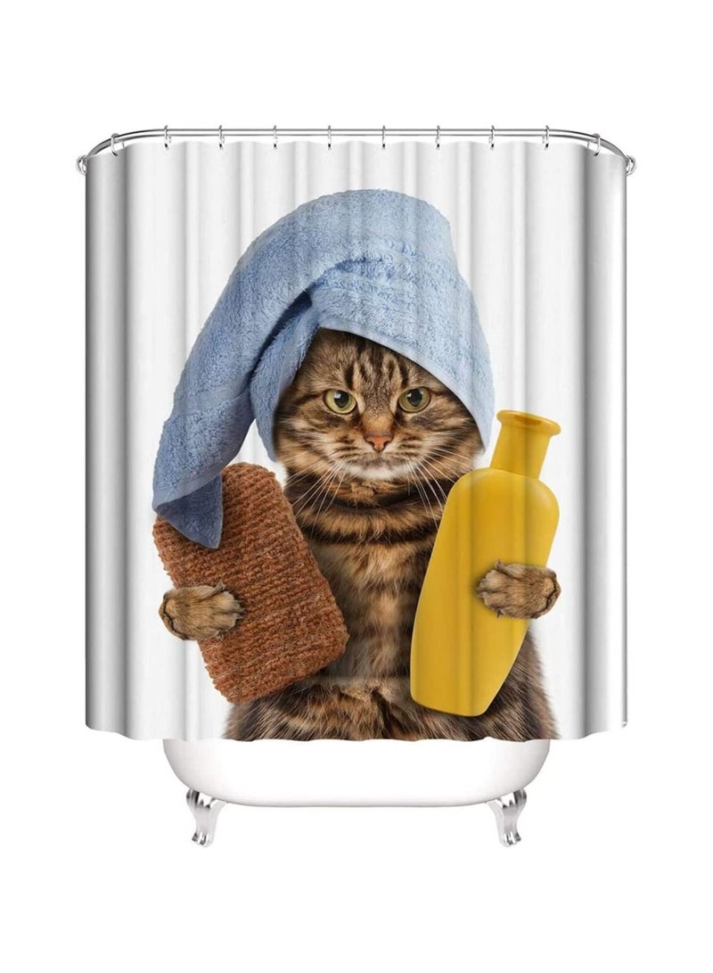 Waterproof Polyester Fabric Bathroom Shower Curtain, SYOSI Mildew-Resistant Anti-Bacterial 3D Digital Printing Pattern Curtains with 12 Ring Hooks, for Stall, Bathtubs - Image 1