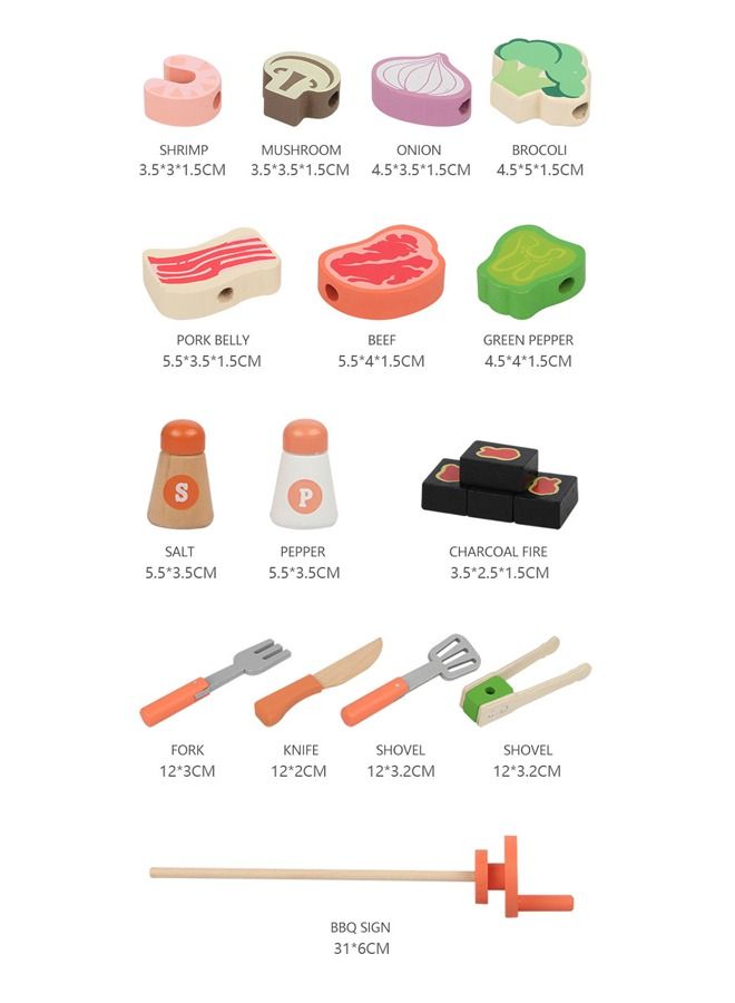 JSAITOYS Barbecue Table Toys Play House Wooden Kitchen Pretend Game For Children - Image 5