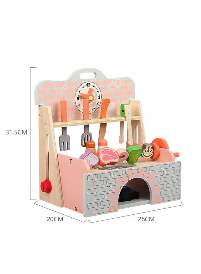 JSAITOYS Barbecue Table Toys Play House Wooden Kitchen Pretend Game For Children - Image 4